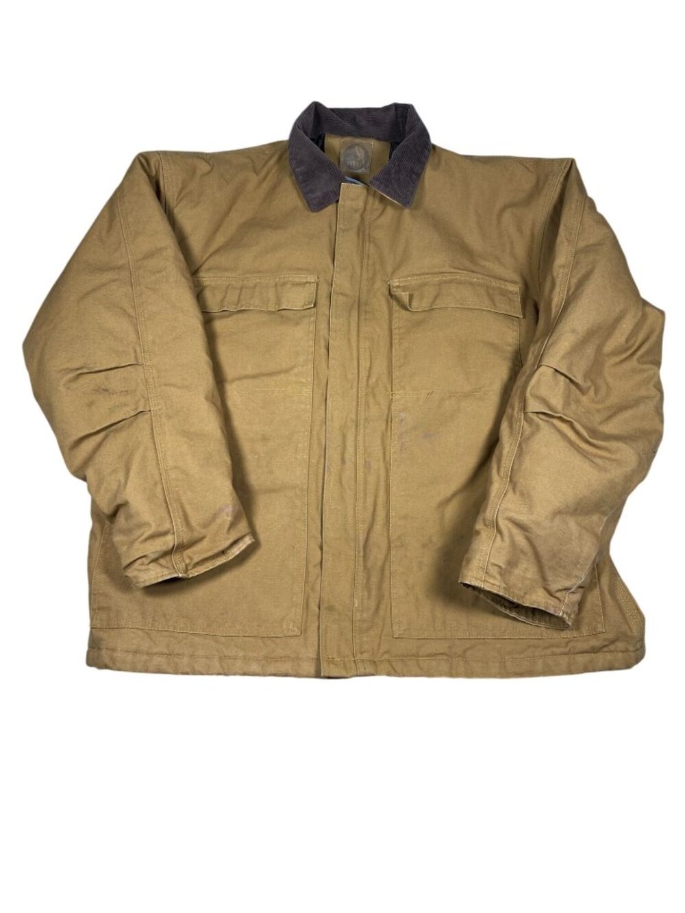 Berne Mens Tan Work Jacket XL Regular Cotton Shell Corduroy Collar Insulated